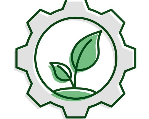 tree plant in gear ecology line and fill icon vector illustration design